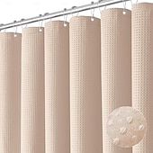 abordables Cortinas de ducha-Cortinas de ducha de tela gruesa texturizada de waffle Resistente a la humedad Forro con ganchos de acero inoxidable Calidad de lujo hotelera Verde salvia 180cm*180cm(70&quot;*70&quot;)