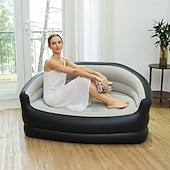 abordables Actividad al Aire Libre-Sofá inflable plegable con bomba de aire, ideal para camping, picnics, balcones y salas de estar.