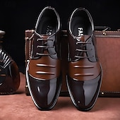 baratos Formal-sapatos oxford masculinos de couro envernizado preto e marrom – sapatos elegantes para banquetes e bailes de formatura para eventos formais