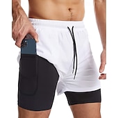 baratos shorts ativos masculinos-Homens Calção Justo de Natação Shorts de Natação Bermuda de Surf Bloco de cor Secagem Rápida Respirável Com forro de compressão com passador de toalha Férias Praia Havaiana Casual Preto