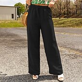 baratos Calça de linho de algodão simples-Mulheres Calças de linho de algodão Calças Roupa de rua Casual Comprimento total Natural Tecido Design de cordão elástico Confortável Exterior Roupa Diária Final de semana Preto Azul Marinho Escuro