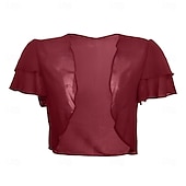 billige Brudesjaler-Kvinnes Wrap Elegant Solbeskyttelse Kortermet Chiffon Bryllupswraps Med Ren Farge Bryllup Sommer