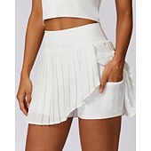 cheap Women&#039;s Skirts &amp; Skorts-US Open Women&#039;s Tennis Skirts Tennis Skirts with Shorts Pleated Side Split Quick Dry Tennis Golf Pickleball Solid Colored Bottoms Black White Blue Tennis Clothing