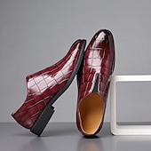 economico Mocassini-scarpe slip-on da uomo in similpelle con motivo coccodrillo bordeaux – scarpe casual eleganti per eventi smart-casual