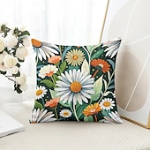 baratos estilo floral e plantas-Capa Decorativa para Almofadas Com Flores de Verão 1PC Capa Macia Quadrada para Sofá Capa de Almofada para Quarto Sala de Estar Cadeira