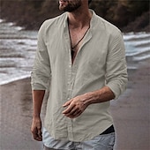 economico Vacanza-Per uomo Camicia Camicia con colletto alla coreana Camicia Estiva Abbigliamento da spiaggia Camicia casual Camicia con Bottoni Semplice Vacanza Camicia hawaiana Bianco Azzurro cielo Arancione Verde