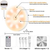 economico luce dell&#039;armadio-1 pz luce notturna a induzione con oscuramento a tre colori, telecomando magnetico, armadietto per vino, armadio, illuminazione, ricarica di tipo C