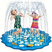 cheap Beach &amp; Outdoor Toys-100cm/39.37in Extra Large Luxury Outdoor Toy - Portable Swimming Pool with Water Sprinklers Alphabet &amp; Number Learning Mat Vibrant Rainbow Design PVC Material Ideal for Youngsters Aged 3-5 Summer