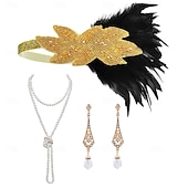olcso Kiegészítők és még sok más-1920-as évek A nagy Gatsby Flapper fejpánt Gyöngyös karkötő Fülbevaló A nagy Gatsby Toll Retro Csillogó glitter Kristály / Strassz Női Farsang Valentin nap Álarcos mulatság Party estélyi viselet
