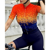 abordables Maillots de mujer-Mujer Maillot de Ciclismo Manga Corta Bicicleta Maillot Camiseta con 3 bolsillos traseros Filtro Solar Resistente a los rayos UV Transpirable Secado rápido Naranja Deportes Ropa