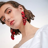 abordables Boucles d&#039;oreilles-Créoles Vintage Style Classique Fleurs Boucles d&#039;Oreilles Mode Vintage Bijoux Blanc  Jaune  Rouge Pour Fête de Mariage Vacances 1 Paire