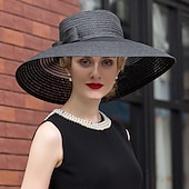billige Festhatter-Hatter Fiber Bowlerhatter Bøttehatt Solhatt Ferie Te Fest Elegant Bryllup Med Sløyfe Tvinning Hodeplagg Hodeplagg