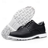 economico Scarpe da Golf da Uomo-scarpe da golf brogue bianche da uomo: resistenti sneakers in similpelle con lacci e dettagli traforati per gli appassionati di golf e sport