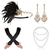 olcso Kiegészítők és még sok más-A nagy Gatsby Flapper fejpánt Gyöngyös karkötő Fülbevaló A nagy Gatsby Toll Retro Csillogó glitter Női Farsang Valentin nap Álarcos mulatság Party estélyi viselet Álarcos mulatság Fesztivál Felnőttek