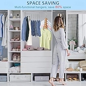 cheap Home Storage &amp; Hooks-6 Pack Space Saving Hangers for Clothes Heavy Duty 30Lbs Capacity Magic Collapsible Clothes Space Saver Metal Hanger Organizer with 360 Swivel Hook Closet Organizers Storage Dorm Room Essentials
