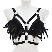 preiswerte Damenkostüme-Drag Queen Stolz Regenbogen Feder-Bralette Harness-BH Erwachsene Damen Sexy Kostüm Pride Parade Pride-Monat Halloween Karneval Einfaches Karnevalskostüm
