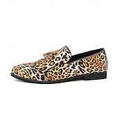 levne Pánské nazouváky a mokasíny-pánské slip-on společenské boty s leopardím vzorem - stylová společenská obuv na taneční párty a speciální akce