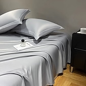 abordables Parures de draps-Ensemble de drap en soie glacée drap de lit simple housse de lit d&#039;été trois pièces protection complète du matelas housse de poussière
