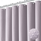abordables Cortinas de ducha-Cortinas de ducha de tela gruesa texturizada de waffle Resistente a la humedad Forro con ganchos de acero inoxidable Calidad de lujo hotelera Verde salvia 180cm*180cm(70&quot;*70&quot;)