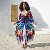 billige Kjoler-Halloween Kjoler Kaftan Stolthet Regnbue Fritid Voksne Dame Halloween Karneval Pride-parade Pride måned Enkle Halloween-kostymer Kle deg opp