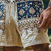 economico Vacanza-Per uomo Shorts Shorts di Lino Pantaloncini Estivi Shorts da Spiaggia Coulisse Elastico in vita Gamba Dritta Semplice Comodità Traspirante Lunghezza al ginocchio All&#039;aperto Quotidiano Ferie Vacanza
