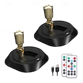 abordables Lumières de rondelle-Lot de 2 spots muraux colorés RVB à intensité variable, éclairage mural avec télécommande, batterie rechargeable USB, éclairage d&#039;ambiance réglable et couleur variable