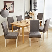 abordables Funda para silla de comedor-1/2/6 fundas elásticas para sillas de comedor y fundas antideslizantes impermeables de moda para sillas de comedor fundas simples de cuero artificial adecuadas para la decoración del hogar hotel