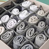 billiga Klädskåpsorganisatörer-3-pack strumpor underkläder lådorganiserare förvaring, vikbara tyg garderobsavdelare för behåar, trosor, slipsar, underkläder, garderobsförvaringsfack för lådor och hyllor