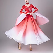 billiga Danskläder till ballroom-dans-elegant ballroom dansklänning kvinnors prestanda valsdansklänning långärmad strass moderna danskläder kostymer