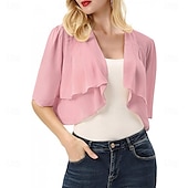 levne zábaly svatebních hostů-Ženský wrap elegantní ochrana proti slunci krátký rukáv chiffon svatební wrapy s čistou barvou pro svatbu v létě