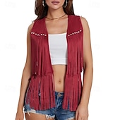 cheap Boho Tops-Women&#039;s Blouse Plain Active Modern Sleeveless V Neck Regular Tops Daily Holiday Fringe Black White Yellow Army Green Red Summer