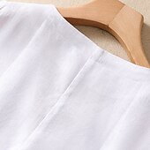 preiswerte Hemden-Damen Weste aus Baumwolle und Leinen, schlicht, modern, lässig, ärmellos, V-Ausschnitt, normale Passform, Oberteile, Urlaub, Ausgehen, Knöpfe, Tasche, Weiß, Braun, Khaki, Aprikose, Sommer
