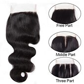 baratos Fecho e Frontal-Fecho de cabelo humano brasileiro com ondas profundas 6x6 hd, fechamento de renda transparente, livre/meio/três partes, pré-arrancado, hd