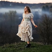 economico Vestiti-Retrò Vintage Medievale Rinascimento Camicia da notte Abito celtico Abito ispirato alla Reggenza Fiera del Ren Vichingo Elfico Per donna Celtico Costumi da pirata Fantasia Halloween Carnevale