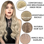 economico Parrucche trendy sintetiche-Parrucche lunghe ondulate da castano a biondo per donne, 27 parrucche lunghe e ricce, parrucca naturale ombré resistente al calore con rete per parrucca, parrucche sintetiche per donne, feste in