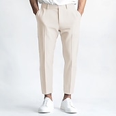 voordelige Casual pakken-heren linnen broek nette broek zomerbroek recht pijp effen ademend casual dagelijks standaard pasvorm zwart wit blauw