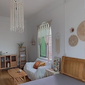 levne Záclony makrame a řetězce-Boho závěsy do dveří makramé římsa závěsné stěny domácké makramé tkané gobelíny dekorace závěsu s motýlem dělící stěna čelo postele svatební pozadí 35&quot; Š x 79&quot; D