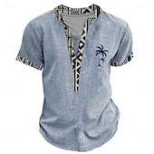 economico Stile etnico-Per uomo Grafico Tribale Maglia Henley Manica Corta Stampa 3D Moda Designer Essenziale Streetwear Casuale Quotidiano Estate Primavera Blu chiaro Nero Verde chiaro Cachi Henley Maglietta Henley