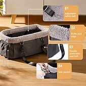 baratos Capas para bancos de automóveis-assento de carro para cães pequenos, console central, assento elevatório para animais de estimação com estrutura de metal, assento de carro para animais de estimação com cintos de segurança de