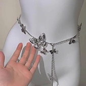abordables ceinture-Chaîne Tour de Taille ancien Mode Femmes Bijoux de Corps Pour Quotidien Fête Rétro Alliage Papillon Argent Blanche Jaune 1 Pièce