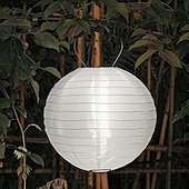 economico Luci paesaggistiche-Lanterne di carta solari da 12&quot; alimentate da lanterne impermeabili in tessuto di nylon per esterni, lampade da giardino appese