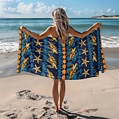 economico set di asciugamani da spiaggia-telo mare stampato, telo mare leggero e anti-sabbia ad asciugatura rapida, ideale per viaggi, piscina e uso all&#039;aperto