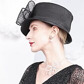 economico Cappelli per feste-cappelli cappello a bombetta in fibra / cappello a cloche cappello da pescatore cappello di paglia matrimonio festa del tè elegante matrimonio con fiocco copricapo copricapo