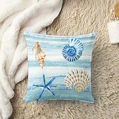 baratos Fronhas de Almofadas de Decoração-Capa de Almofadas Decorativas de Conchas do Oceano 1PC Capa de Almofada Quadrada Macia para Sofá Cama Sala de Estar
