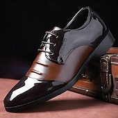 baratos Formal-sapatos oxford masculinos de couro envernizado preto e marrom – sapatos elegantes para banquetes e bailes de formatura para eventos formais