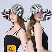 billige Hatter-solhatt for kvinner bred brem sommer upf50 uv-beskyttelsesstripe lett fottur utendørs caps