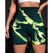 cheap Yoga Shorts &amp; Bikers-Women&#039;s Yoga Shorts Elastic Waistband Tummy Control Butt Lift Lightweight High Waist Yoga Gym Workout Pilates Shorts Blue Green Sports Activewear Stretchy Slim