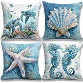 cheap Throw Pillows &amp; Covers-Summer Ocean Creature Decorative Toss Pillows Cover 1PC Soft Square Couch Cushion Case Pillowcase for Bedroom Livingroom Sofa Chair