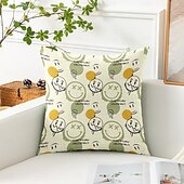 baratos Fronhas de Almofadas de Decoração-Sorriso Feliz Capas de Almofada Decorativas 1PC Almofada Quadrada Macia para Sofá para Quarto Sala de Estar Cadeira