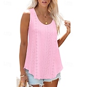 economico Camicie-Per donna Camicie di cotone e lino Blusa Semplice Moderno Casual Senza Maniche Girocollo Top Regolari Quotidiano Uscire Asimmetrico Nero Bianco Rosa Estate